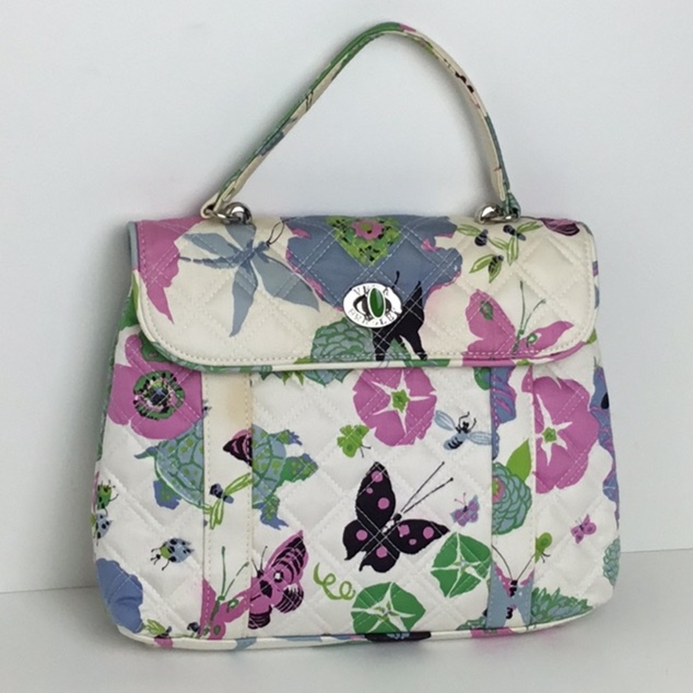 Vera Bradley Handbag Limited Edition Spring Butterfly Floral Nicole Sateen